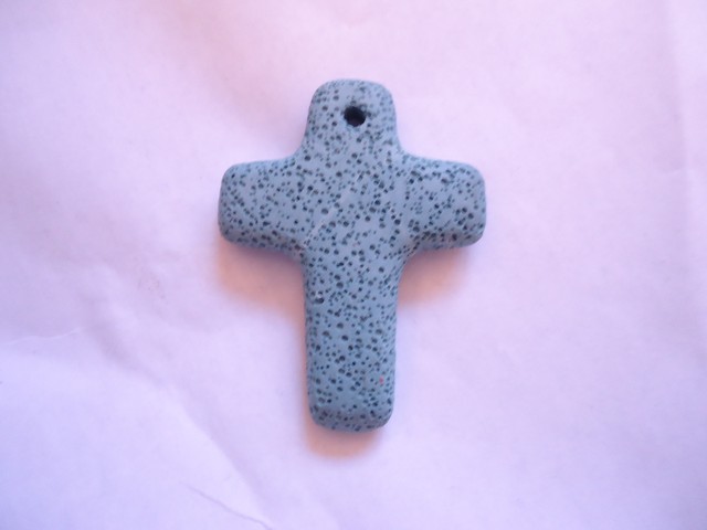 (image for) Cross pendant Lava Rock- Turquoise #TC01